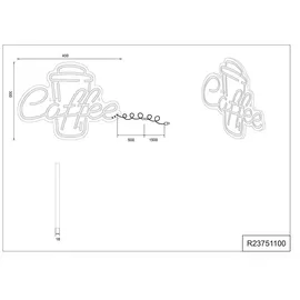 RL LED Wandleuchte Wandlampe Flurleuchte Coffee Schnurschalter SMD B 40 cm