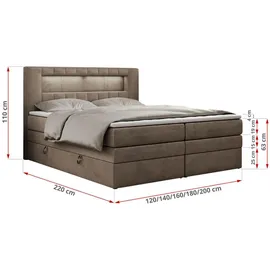 MKS Meble Boxspringbett Braun, Textil, 2-Sitzer, H3, Rechteckig, 180x200 cm, Schlafzimmer, Betten, Boxspringbetten