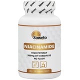 Sowelo Niacinamide - 500mg I Vitamin B3 Hochdosiert I Vitamin B3 spielt eine wichtige Rolle bei der Umwandlung von Nahrung in Energie I Ohne unerwünschte Zusätze I 120 Tabletten