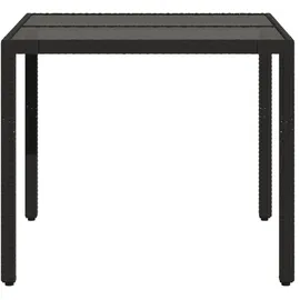 vidaXL Gartentisch mit Glasplatte 90 x 90 x 75 cm Schwarz