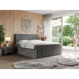 MKS Boxspringbett, KING DOREN 160/200 Dunkelgrau Velvet - H3