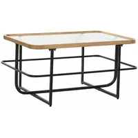 DKD Home Decor Metallmetall -Kaffeetisch 90x60x46 Schwarzes Metallglasmaterial mehrfarbige