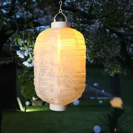 MARELIDA LED Solar Lampion Flammeneffekt - 30 warmweiße LED - H: 30cm - D: 20cm - Licht...