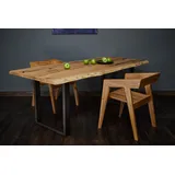 tømmermann Baumkantentisch Esszimmertisch Massivholz Esstisch Holz Massiv Schreibtisch Tisch, Handgefertigt 200 cm