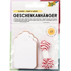 folia Geschenkanhänger weiß, natur Set Classic 12 St.