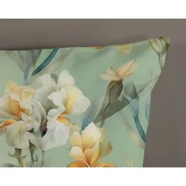 Good Morning Iris Blumen Grün 135 x 200 cm + 2 x 80 x 80 cm