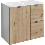 trendteam smart living - Waschbeckenunterschrank Unterschrank - Badezimmer - Concept One - Aufbaumaß (BxHxT) 60 x 64 x 34 cm - Farbe Weiß mit Asteiche - 185030507