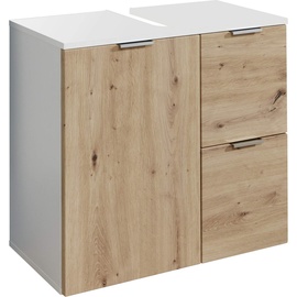 trendteam smart living - Waschbeckenunterschrank Unterschrank - Badezimmer - Concept One - Aufbaumaß (BxHxT) 60 x 64 x 34 cm - Farbe Weiß mit Asteiche - 185030507