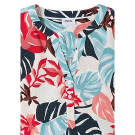 Cecil Kurzarm Bluse mit Split Neck Weiß L