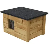 QLS Hundehütte, Wetterfest Hundehaus Hundehöhle Winterfest Isoliert Holz 3 Größen 57x44x36 cm