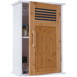 Hängeschrank MCW-A85, Badschrank Wandschrank Bambus, 52x35x21cm weiß