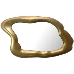 KADIMA DESIGN Wandspiegel Asymmetrisch 100x57 cm Metall Design Hängespiegel Gold, Aluminium Dekospiegel Unförmig mit Rahmen, Spiegel Wand Groß, Flurspiegel
