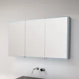Sprinz Pure-Line Spiegelschrank Aufputz mit 3 Türen 130 cm, Badmöbel, alu matt