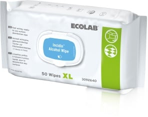 ECOLAB IncidinTM Alcohol Wipe Desinfektionstücher, Tücher zur alkoholischen Schnelldesinfektion von Medizinprodukten, 1 Packung = 50 XL-Tücher