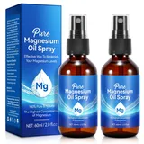 Magnesiumöl Spray - 100% Reines Magnesium Spray Füße, Magnesium Oil Spray for Feet, Haut& Körper, Magnesium Öl Sprühflasche, Hilft bei Schlaf, Beinkrämpfen, 60mlx2