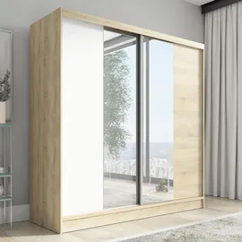 A&J MöbelLand Schwebetürenschrank SOLO 200 x 215 x 59,5 cm Beige