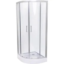 Belvit Eck-Duschkabine Viertelkreis mit Schiebetür 90 x 200 cm beige Klarglas