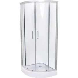 Belvit Eck-Duschkabine Viertelkreis mit Schiebetür 90 x 200 cm beige Klarglas