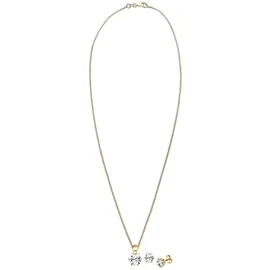 Elli Schmuckset Damen Set Basic Elegant mit Kristalle in 925 Sterling Silber vergoldet