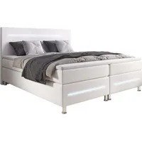 Luxusbetten24 Boxspringbett Sejour mit LED H3 (70-100kg) - Weiß