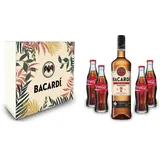 Bacardi Geschenkset - Bacardi Oakheart Spiced Rum 0,7l 700ml (35% Vol) und 4x Cola