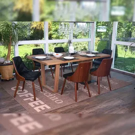 Mendler 2er-Set Esszimmerstuhl HWC-A75, Besucherstuhl Küchenstuhl, Walnuss-Optik Bugholz ~ Kunstleder schwarz