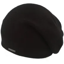 Stetson Shirley Kaschmir Strickmütze - Unifarbene Mütze aus Kaschmirwolle - Oversize-Baske für Damen und Herren - Luxuriöse Wintermütze - Herbst/Winter schwarz