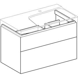 Geberit Waschtischunterschrank 2 Auszüge 88 x 53 x 46,2 cm Grau