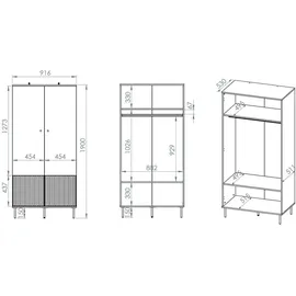 Feldmann-Wohnen Kleiderschrank, Beige, Holz, 2 Fächer, Rechteckig, 92x190x53 cm, Schlafzimmer, Kleiderschränke, Drehtürenschränke