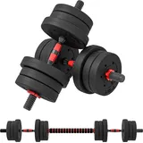 2 In 1 Hanteln Set 20 Kg Verstellbare Kurzhantel & Langhantel Professionell Dumbbell Krafttraining Schwarz