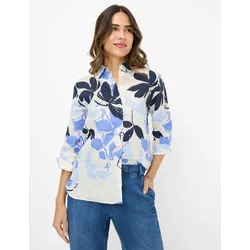 Kurzarmbluse BRAX "Style VICKI", Damen, Gr. 48, blau, 100% Leinen, Blusen