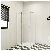 duschspa Eckdusche 195cm ESG Eckeinstieg Duschkabine Duschtür Drehtür Glastür, BxT: 120x90 cm, Einscheibensicherheitsglas, Sicherheitsglas, Set, ebenerdiger Einbau möglich 120 cm x 90 cm