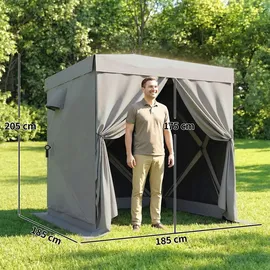 Outsunny Faltpavillon 1,85 x 1,85 m inkl. 4 Seitenteile Dunkelgrau