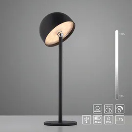 OTTO home Tischleuchte Akku Tischlampe Gerrin Indoor Outdoor, magnetischer Flaschenaufsatz, Dimmfunktion, Memoryfunktion, LED fest integriert, Warmweiß, Pilzlampe Flaschenaufsatz, Regulierung der Lichtstärke, Pilz, Lampe schwarz