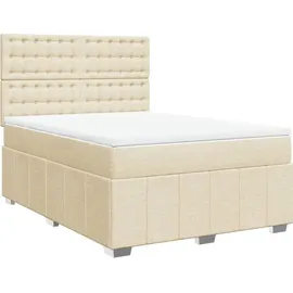vidaXL Boxspringbett mit Matratze Creme 160x200 cm Stoff
