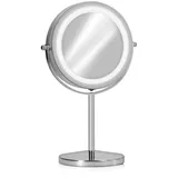 Navaris Kosmetikspiegel mit LED Beleuchtung - Spiegel mit normaler und 7-facher Vergrößerung - Schminkspiegel beleuchtet 360° drehbar