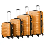 Zelsius Koffer Set 4 Stück, Orange | ABS Hartschalenkoffer mit Zahlenschloss, 4 Rollen und Innen Trennwand | Handgepäckkoffer, Hartschalenkoffer Set 4 teilig, Trolley, Koffer Groß, Luggage Set