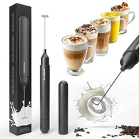 Minismus Batteriebetriebener Milchaufschäumer Elektrisch - Leichtgewichtiger Aufschäumer, Benutzerfreundlicher Elektrischer Milchaufschäumer Stab, Milchschäumer - Milk Frother (Schwarz)