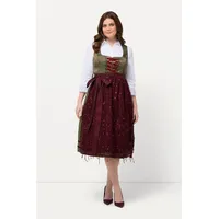 Ulla Popken Dirndl Dirndl Ornamente Carree-Ausschnitt ärmellos grün 44