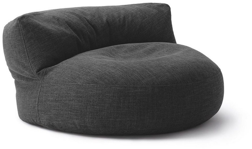 Lumaland Sitzsack Round Sofa Sitzkissen Bean Bag Couch Lounge, inkl. Rückenlehne In-& Outdoor 90x90x50cm grau