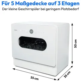 Medion DWT51 Mini Geschirrspüler (freistehend, 550 mm, Weiß)