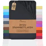 NatureMark Jersey Spannbettlaken, Spannbetttuch 100% Baumwolle in vielen Größen und Farben MARKENQUALITÄT ÖKOTEX Standard 100 | 180 x 200 cm - 200 x 200 cm - schwarz