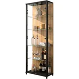 fif möbel Vitrine OPTIMA Standvitrine, Vitrinenschrank, Glasvitrine, Sammlervitrine, LED schwarz