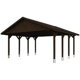 SKANHOLZ Doppel-Carport Wallgau 6,20 x 6,00 m braun mit Pfostenanker
