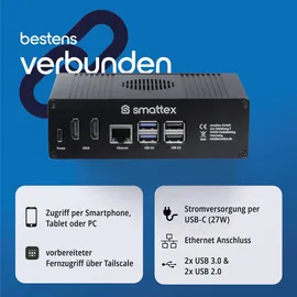 smattex Home Assistant Plug & Play Set Raspberry Pi 5 8 GB RAM 256 GB SSD Schwarz
