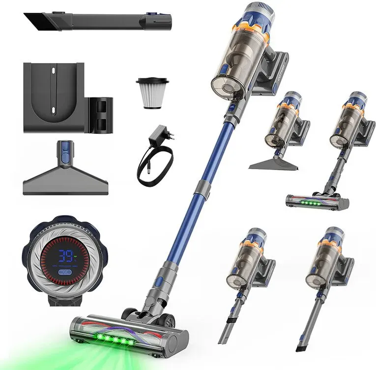 COTIAR S25 Akku-Staubsauger, 650 W, 60 kPa starke Saugkraft, 70 Min. Laufzeit, tragbar, herausnehmbarer Akku, Blau