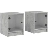 vidaXL Nachtschrank mit Glastüren 35 x 37 x 42 cm Betongrau