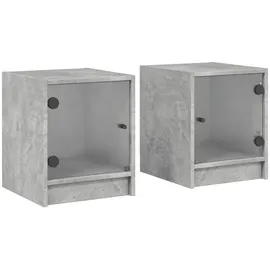 vidaXL Nachtschrank mit Glastüren 35 x 37 x 42 cm Betongrau