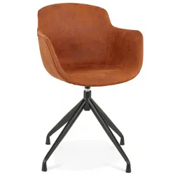 Armlehnstuhl aus Metallgestell mit Mikrofaserbezug | Designerstuhl mit ergonomischer Form | Industrieller Stil | 59x54x80 cm | Kadima Design