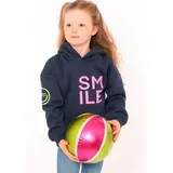 Zwilling Zwillingsherz Hoodie "Alissa-Kids" mit "Smile"-Aufdruck in Neonfarben und gestickte Smiley blau 110/116